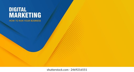 Blue and yellow Banner concepts vector design for a vibrant and modern vector design, ideal for promotional banners. and background is predominantly yellow