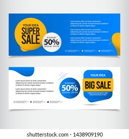 Blue and yellow banner vector template. Design illustration for banner; advertising; greeting cards or print. Design happiness celebration.