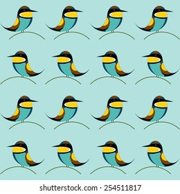 blue yellow bird pattern