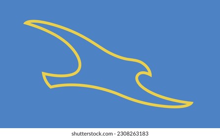 Blue and yellow bird of peace. Ukrainian symbol.  Flying pigeon of hope. Line graphic.