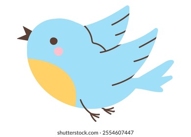 Blue and yellow bird, Vector illustration, flat style