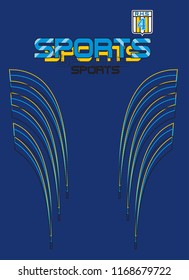 Blue, yellow and black texts and lines on navy blue background. Vector illustration.
