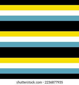Blue Yellow Black And White Horizontal Striped Pattern