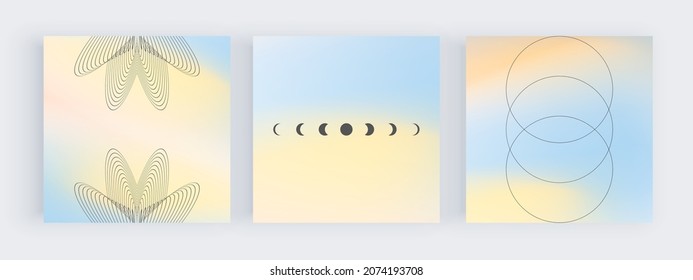 Blue and yellow blur gradient templates for social media posts with moon