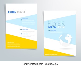 Blue and yellow brochure template flyer design vector with sample text for A4 size