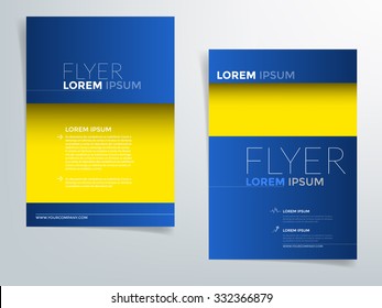 Blue And Yellow Brochure Template Flyer Design Vector With Sample Text For A4 Size