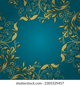 Patrón azul, amarillo y marrón y dorado. Elegante patrón vectorial clásico. Fondo abstracto sin inconvenientes con elementos repetitivos. Marco.