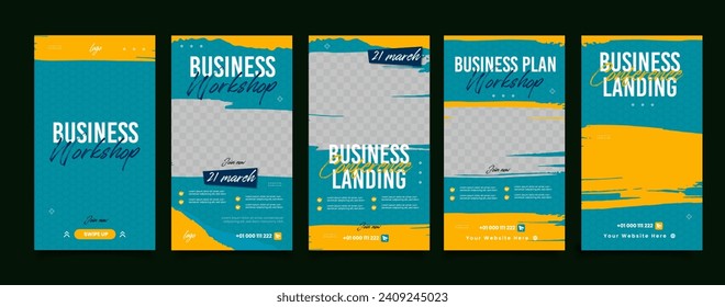 Blue and yellow business social media story collection