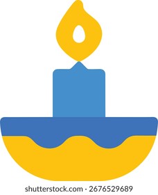 Vela amarilla azul con luz de llama 1