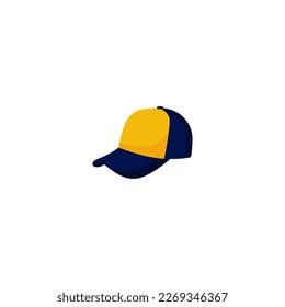 A blue and yellow cap with a yellow stripe that says " the word " on it.