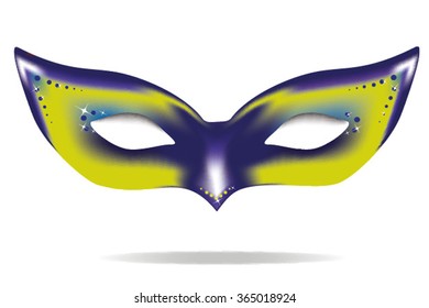 Blue and yellow carnival mask. Vector illustration. 