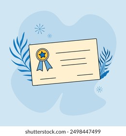 blue yellow certificate icon flat  design 