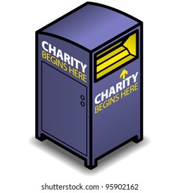 A Blue And Yellow Charity Clothing Bin.