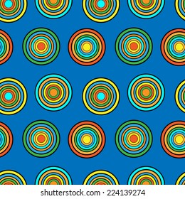 Blue and yellow circle seamless pattern