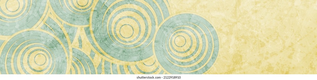 Blue and yellow circles abstract grunge retro background. Vector geometric design