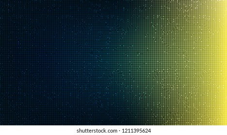 Blue and Yellow Circuit Microchip Technology on Future Background,Hi-tech Digital and Communication Concept design.