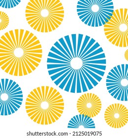Azul y amarillo, elemento radial abstracto.