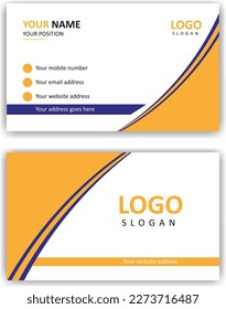 blue yellow clean modern simple business card design layout template idea for company identity promotion.	
