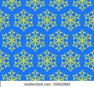 blue, yellow color decorative floral ornament. modern pattern. seamless vector illustration. for interior design, textile, wallpaper