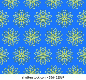 blue, yellow color decorative floral ornament. modern pattern. seamless vector illustration. for interior design, textile, wallpaper