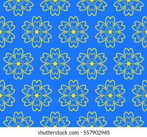 blue, yellow color decorative floral ornament. modern pattern. seamless vector illustration. for interior design, textile, wallpaper