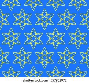 blue, yellow color decorative floral ornament. modern pattern. seamless vector illustration. for interior design, textile, wallpaper