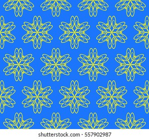 blue, yellow color decorative floral ornament. modern pattern. seamless vector illustration. for interior design, textile, wallpaper