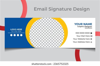 Blue And Yellow Color Email Signature Design vector Template