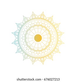 blue and yellow color gradient brilliant flower mandala vintage decorative ornament vector illustration