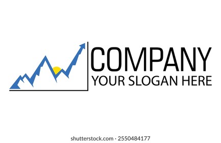 Blue and Yellow Color Simple Abstract Mountain Business Arrow Design