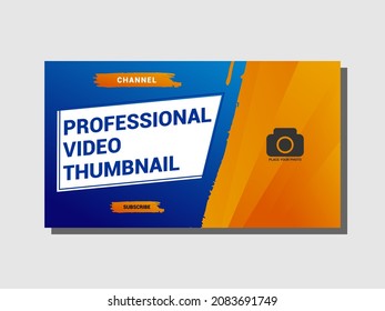 blue and yellow color of video thumbnail template design good to use for business content or about technology.