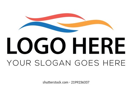Blue Blue and Yellow Color Wave Line Car Logo Design