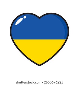 Blue and yellow colored heart icons, as the colors of the flag of Ukraine. Flat design illustration.