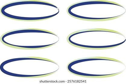 blue yellow colorful abstract thick ellipses set vector