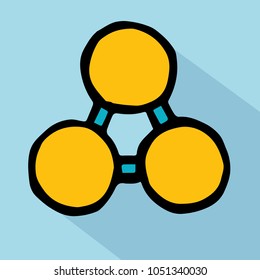 Blue and Yellow Colors Flat Line Icon, Sign, Symbol Circle Coin Connect Business Finance Technology Internet Money Outline. Graphic Design Concept, Element, Vector, Illustration EPS 10