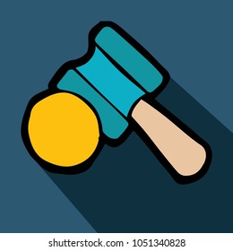 Blue and Yellow Colors Flat Line Icon, Sign, Symbol Judge Auction Coin Guilt, Justice, Legal, Lawyer Outline. Graphic Design Concept, Element, Vector, Illustration EPS 10