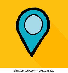 Blue and Yellow Colors Flat, Line, Icon Logo, Sign, Symbol. GPS Direction Coin Currency with Wallet For Business, Finance and Companies. Graphic Design Concept, Elements, Vector Illustration.