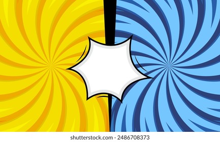 cómic azul y amarillo contra fondo