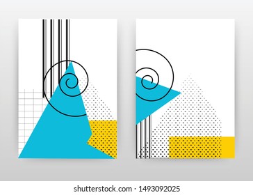 Blue yellow design for annual report, brochure, flyer, poster. Abstract white background vector illustration for flyer, leaflet, poster. Business abstract A4 brochure template.