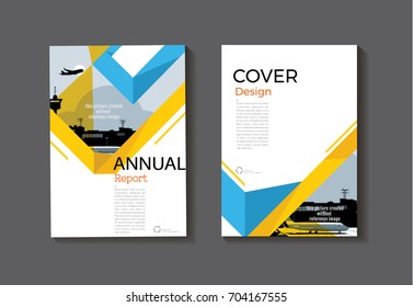 blue yellow design book cover  modern cover abstract Brochure cover  template,annual report, magazine and flyer layout Vector a4