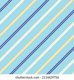 Blue and yellow diagonal stripe design. Seamless vector candy lines pattern suitable for fashion, home decor and stationary.