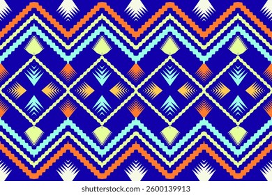 Blue and Yellow Diamond Tribal Pattern – Seamless Abstract Textile Design