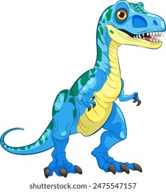 Blue and yellow dinosaur with green spots