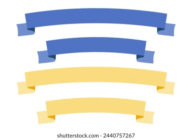 blue and yellow dot pattern ribbon heading decoration illustration material