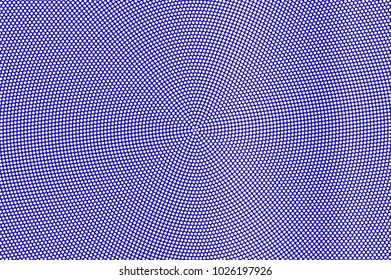 Blue yellow dotted halftone. Centered frequent dotted gradient. Half tone vector background. Artificial texture. Yellow ink dot on blue backdrop. Modern pop art design template. Halftone texture