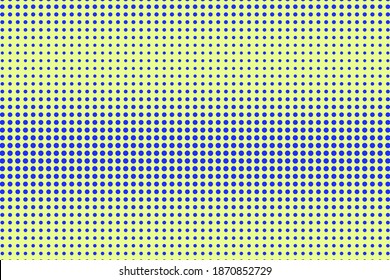 Blue and yellow dotted halftone vector background. Subtle halftone digital texture. Faded dotted gradient. Comic effect overlay. Retro dot pattern on transparent back. Graphic halftone perforated 