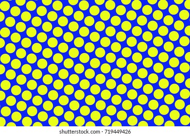 Blue and yellow dotted halftone vector background. Big polka dot halftone pattern. Retro style halftone banner template. Bright vintage dotted pattern. Abstract dotted backdrop. Pop art surface design