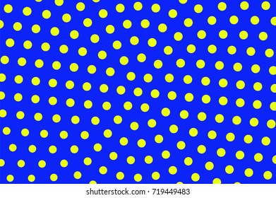 Blue and yellow dotted halftone vector background. Polka dot circle halftone pattern. Retro style halftone banner template. Bright vintage dotted pattern. Abstract dotted backdrop. Pop art design
