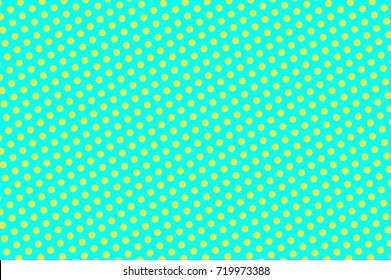 Blue and yellow dotted halftone vector background. Sparse polka dot halftone pattern. Retro style halftone banner template. Vibrant neon dotted pattern. Abstract dotted backdrop. Pop art design