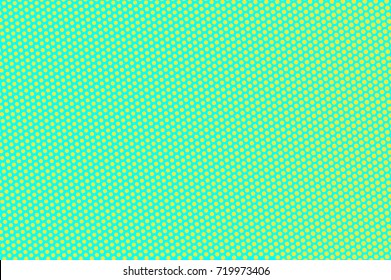 Blue and yellow dotted halftone vector background. Smooth gradient halftone pattern. Retro style halftone banner template. Vibrant neon dotted pattern. Abstract dotted backdrop. Pop art design
